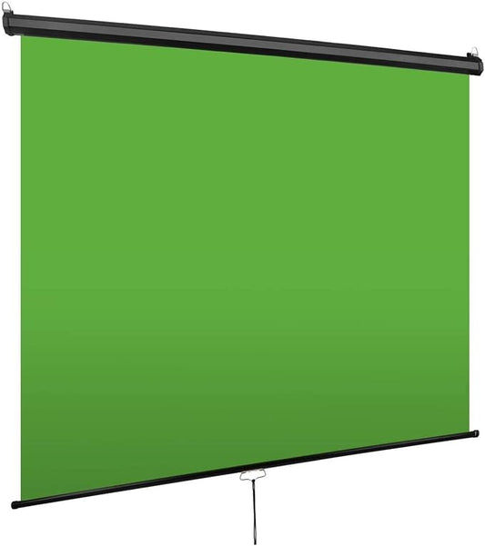 EMART 75 x 79in Retractable Green Screen, Chroma Key Panel Pull Down Auto-Locking and Self-Rewinding, Collapsible Wrinkle-Resistant Chromakey Backdrop for Zoom, Streaming, Photographic Studio