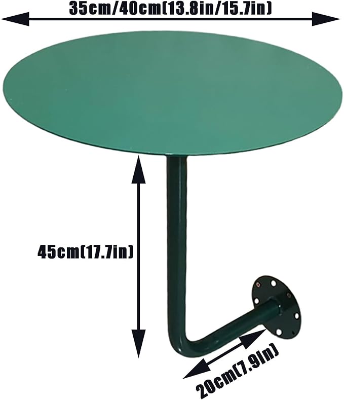 Wall-Mounted Small Round Table for Cafe, Dessert Shop & Home - 3.0MM Thick Iron Metal Anti-Deformation, Space-Saving(Green,35x45x20cm)