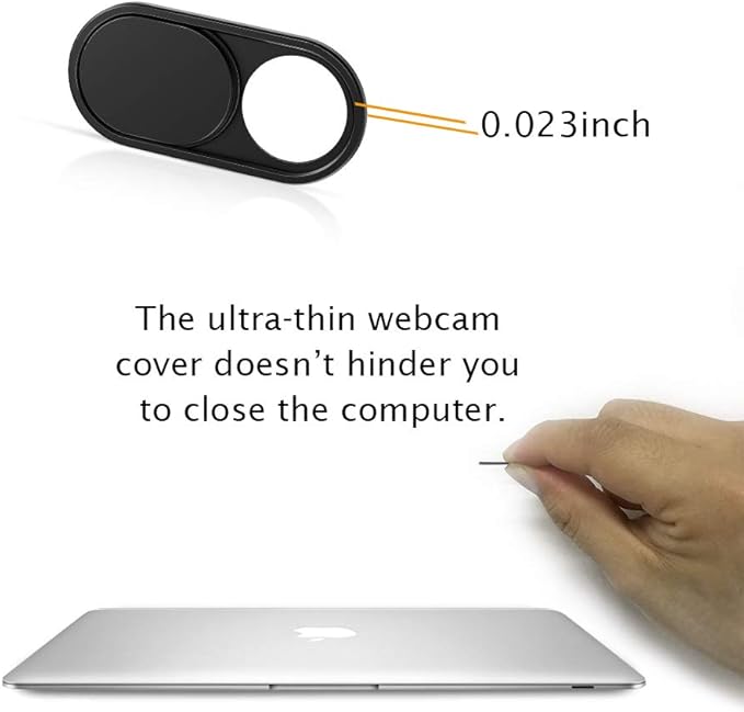 CloudValley Webcam Cover Slide, [5 Pack] 0.6mm-Thin Metal Web Camera Cover Sticker for MacBook Pro, MacBook Air, Laptop, iMac, PC, Surfcase, iPhone 8/7/6 Plus, Privacy Cover, Black-5 pcs