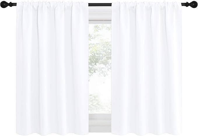 NICETOWN RV Curtains for Camper Windows, White Curtains for Kitchen Window, Home Decoration Light Filtering Drapes for Small Window (34" Wide by 30" Long, 1 Pair)