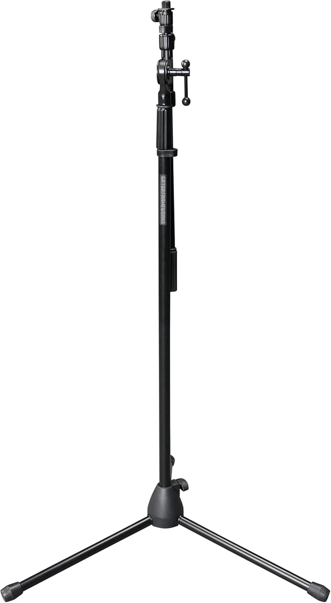 Gator Frameworks Rok-It Series Telescoping Tripod Mic Stand Adjustable with 32" to 62" Height and Extendable Boom Arm, Fully Collapsible for Convenient Travel (RI-MIC-1020)