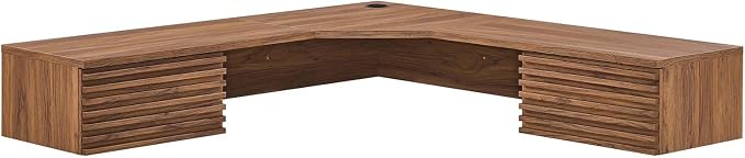 Modway EEI-6181-WAL Render Wall Mount Corner Office Desk, Walnut