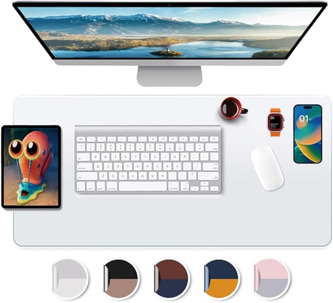 Desk Pad Blotters Protector Clear 18x24 in Plastic Desktopper Writing Surface Cover Desk Organizer Mat with Mouse Pad for Office Home Laptop Computer Tabletop Keyboard Mat Easy Clean Waterproof Glass