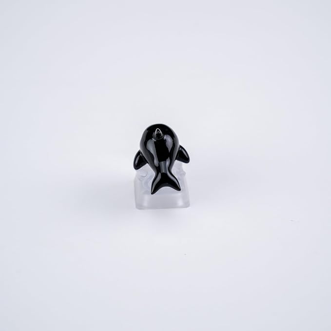 Artisan Keycap, Black Whale Design with LED Backlight, Transparent Resin, 1U Size, MX Switch Compatible, Hand-Painted 3D Printed, for Mechanical Keyboards