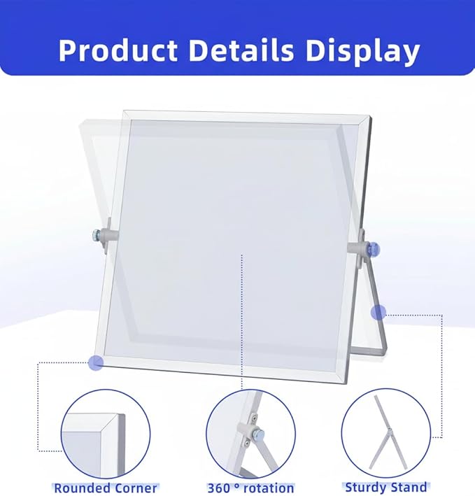 MXG Portable Double Sided Magnetic Dry Erase Board, 12x16 Inch Small White Board with Stand, Includes 4Markers, 1Eraser & 4Magnets, Desk Whiteboard for Office, Home, Classroom