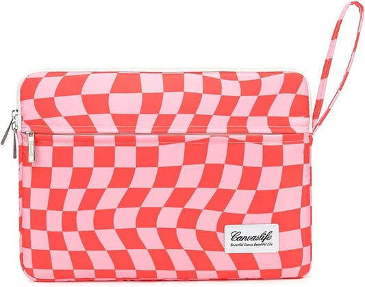 15.6-inch Notebook case, Waterproof and Shockproof Protective Computer case, can be Used to Cover Shopping cart Cases. The Notebook is Compatible with Lenovo, ASUS and HP (New Pink Checker)