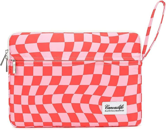 Canvaslife Laptop Sleeve Case Cover with Pocket for MacBook Pro 14 inch and 14 inch-14.4 inch HP, Lenovo, Dell, ASUS, Acer Notebook Computer (New Pink Checker)