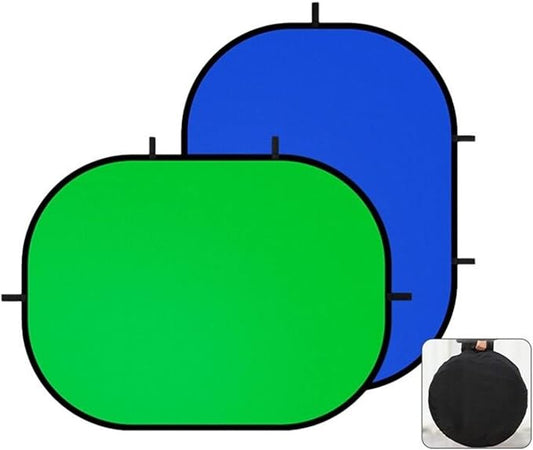 47.2x59.1inch/1.2x1.5m Chromakey Green Screen， Blue & Green 2 in 1 Double Sided Pop Up Collapsible Backdrop for Vlogging and Video Conferencing with Storage Bag