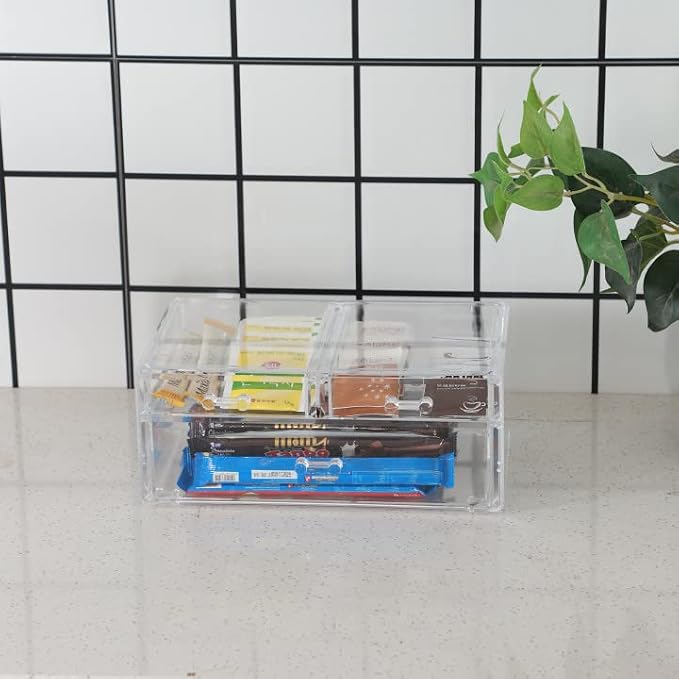 Cq acrylic Clear Storage Drawers,Stackable Make up Organizers And Storage For Vanity Countertop,Large 3 Drawers Plastic Shelf Organizer Bins for Make up,Medicine,Craft,Pen,Beauty Supplies,Pack of 1