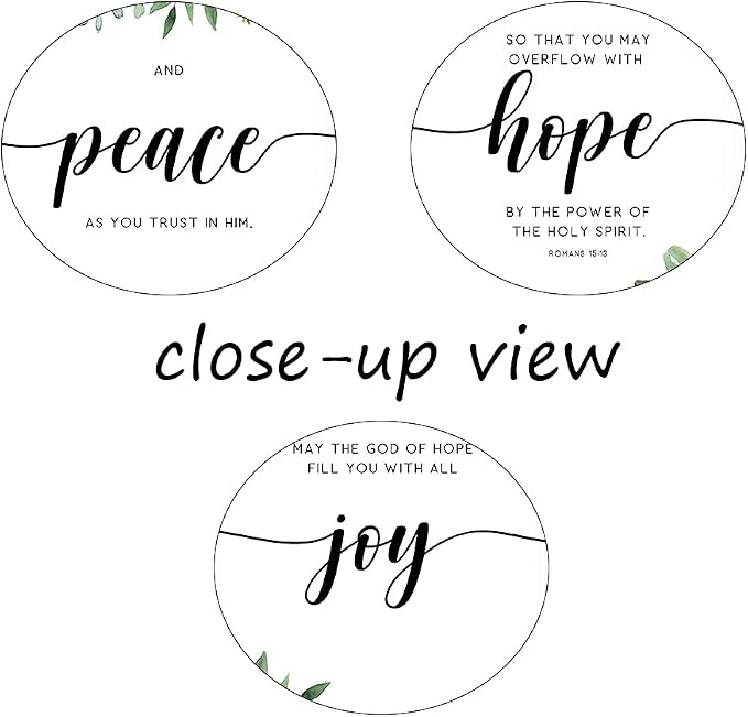 3 Piece Inspirational Wall Art, White Plants Background Picture, Quotes Peace Hope Joy Canvas Print for Home Decor, Triptych Motivational Poster Framed Artwork for Classroom Wall Decor (36" Wx24 H)