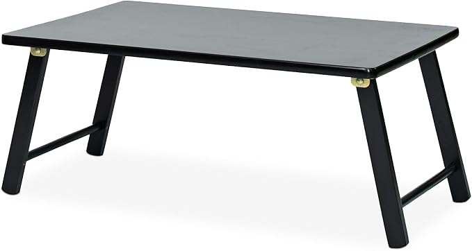 PJ Wood Folding Laptop Desk Tray, Lightweight Portable Table for Bed or Couch Computer Work, Eating at Home, Small Spaces, 24 Inch, Black