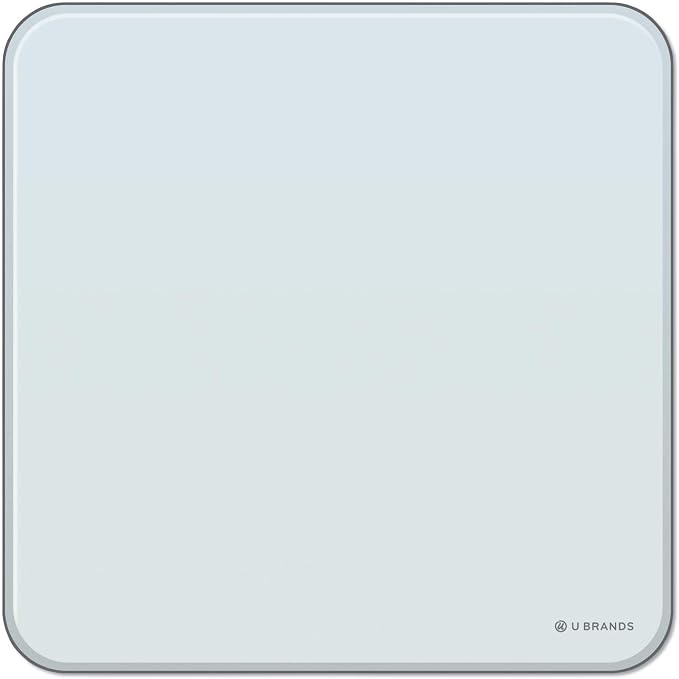 U Brands Cubicle Glass Dry Erase Board, 12 x 12, White Surface