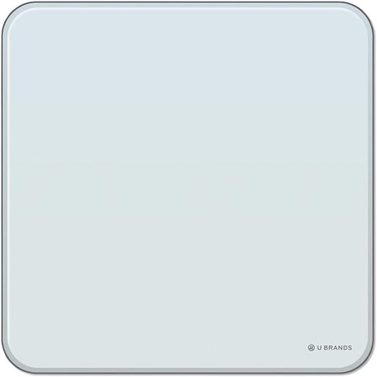 U Brands Cubicle Glass Dry Erase Board, 12 x 12, White Surface