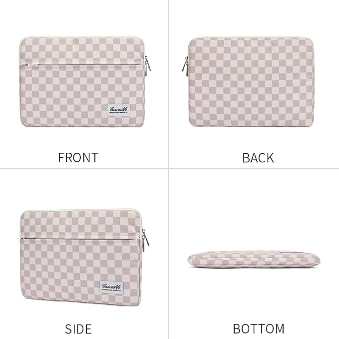 Canvaslife Neutral Checker Pattern 13 inch Canvas Laptop Sleeve with Pocket 13 inch 13.3 inch Laptop 13 case13 Sleeve