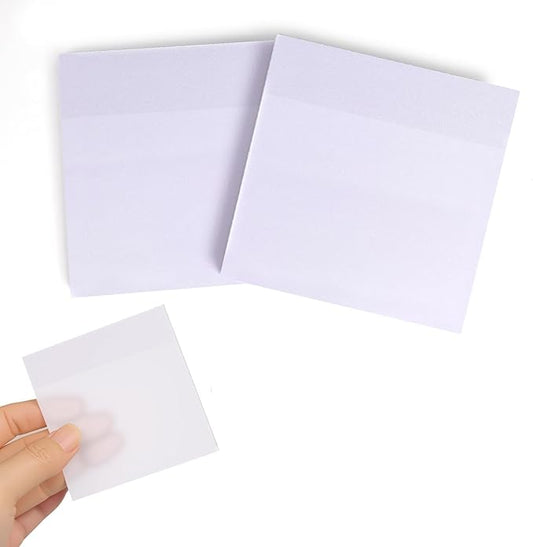 MOLOVA Transparent Sticky Notes 3"x3", 100 Sheets, Frosted Self-Stick-Notes, Clear See Through, Waterproof, Easy to Post for Office, Home, Notebook, Meeting, Reusable (Purple-Classic Pack