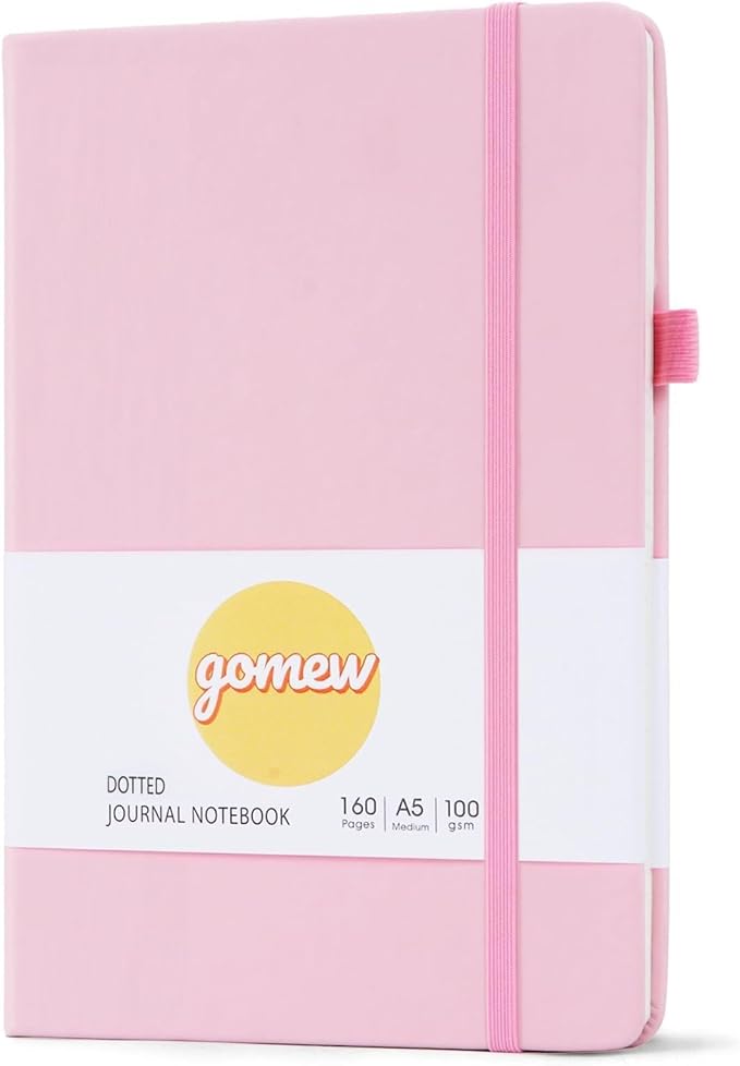 Dotted Journal Notebook A5, Dot Grid Bullet Journal for Women, 160 Pages with 100gsm Thick Paper for Journaling, Planning, Habit Tracking & Notes, Gift for Women, Pink