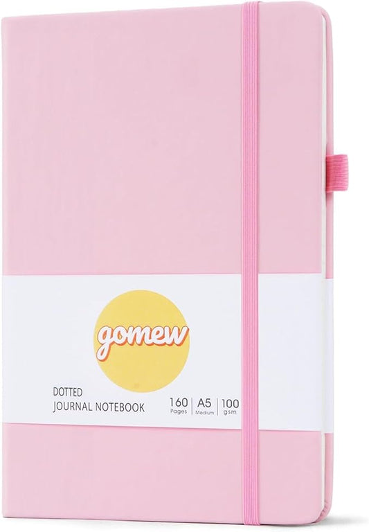 Dotted Journal Notebook A5, Dot Grid Bullet Journal for Women, 160 Pages with 100gsm Thick Paper for Journaling, Planning, Habit Tracking & Notes, Gift for Women, Pink