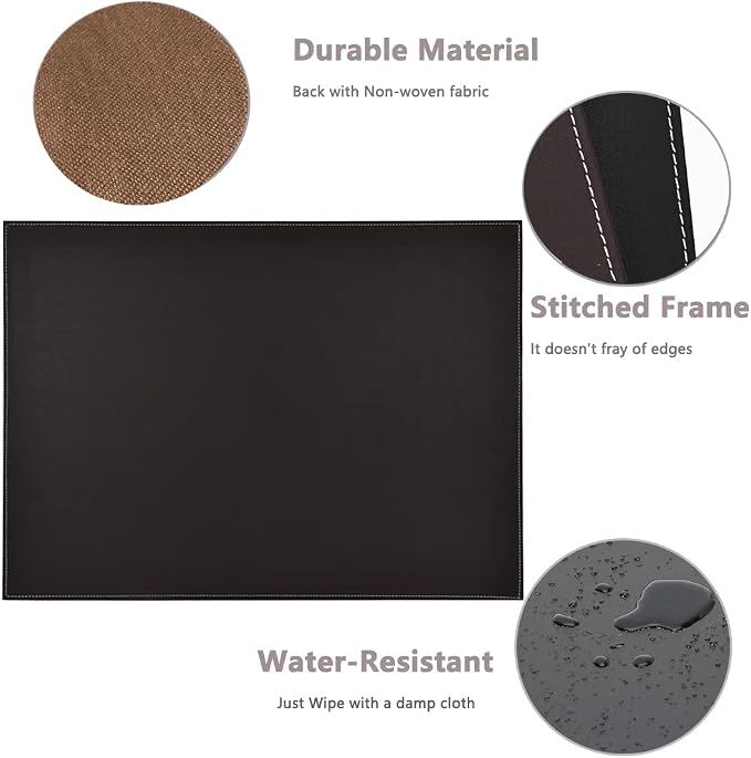 KINGFOM Desk Pad & Mat 24" x 18" Protector Large Mouse Pad PU Leather for Desktops and Laptops (Brown)