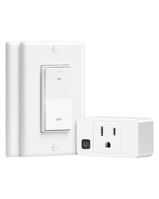 Wireless Remote Control Outlet, Decorator Rocker Wall Switch, 200FT Long Range, Mini Remote Outlet Plug, 15A/1875W High-Power for Lamps, Lights, Household Appliances(2 Switches and 1 Outlet)