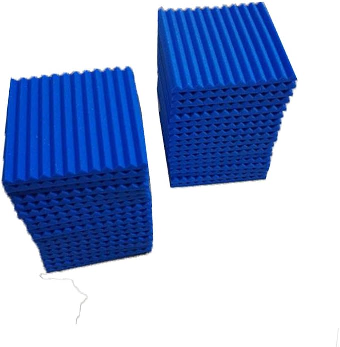 Burdurry 50 Pack Acoustic Panels Soundproof Studio Foam for Walls Sound Absorbing Panels Sound Insulation Panels Wedge for Home Studio Ceiling, 1" X 12" X 12" (Black&Blue)