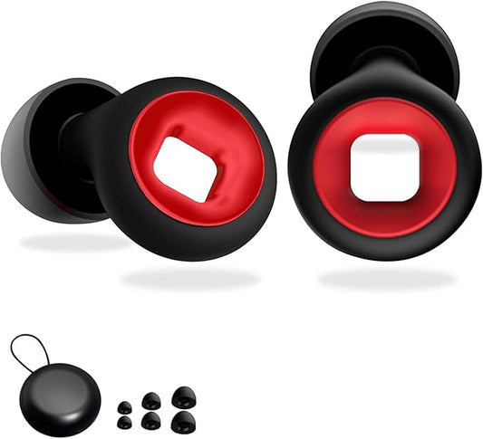 Motorcycle Ear Plugs Wind Noise Cancelling, 45db Reusable Soft Silicone Earplugs for Noise Reduction for Moto Riding,Sleeping,Motorbike,Concerts,Work,Study,Snoring,Trave (Black & Red, Medium)
