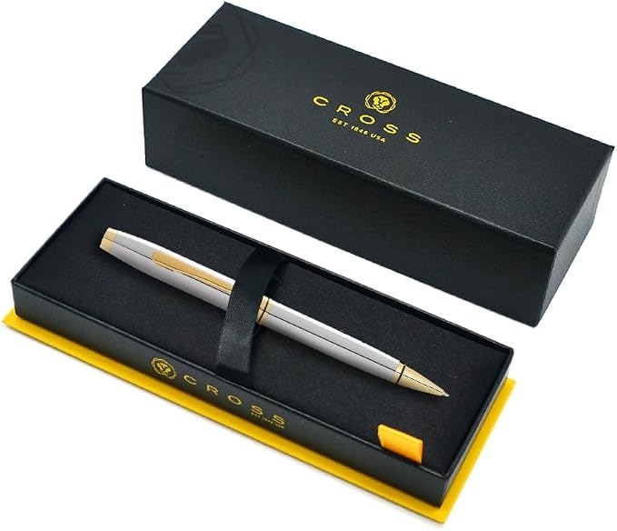 Cross Coventry Polished Chrome with Gold-Tone Ballpoint Pen - Refillable Pen for Smooth Writing - Professional, Elegant Accessory - Black Ink - Long-Lasting Use - Desk Essential - Gift-Ready