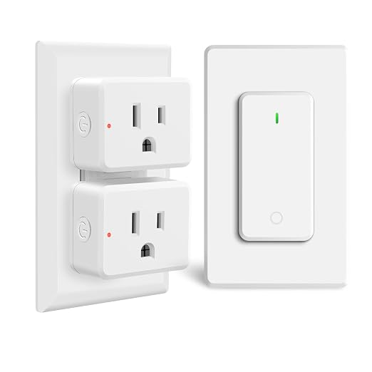 Remote Switch Outlet, GreenCyle 2 Outlet Plug with Remote, Wireless On/Off Light Switch Wall Mounted, 15A/1500W, TUV Listed, No Wiring Needed, 500ft RF Range, for Lamps, Fans, Household Appliances