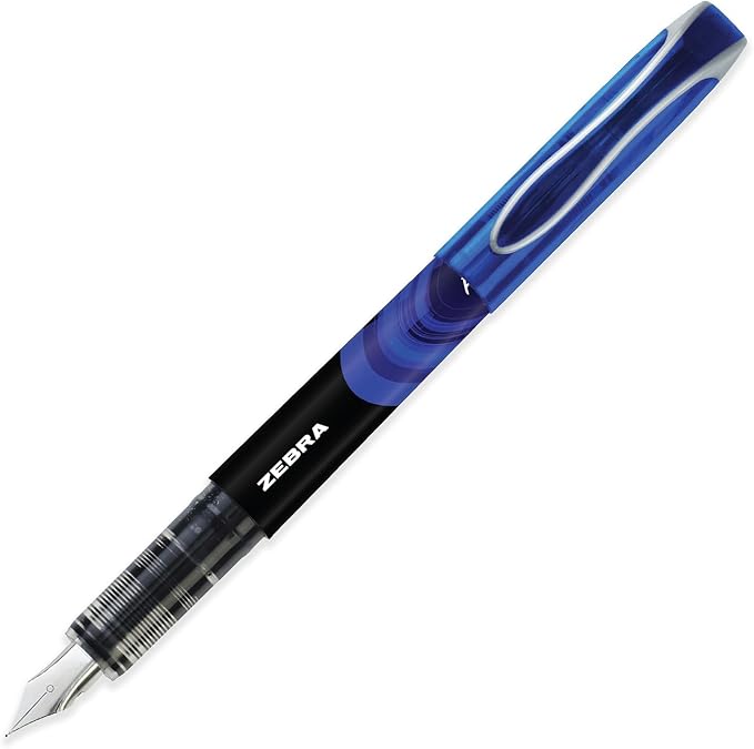 Zebra Fuente Pen - Disposable Fountain Pens - Pack of 6 - Blue Ink - In Zebra Envelope Gift Packaging