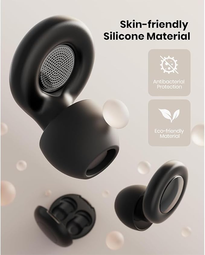 Ear Plugs for Sleeping Noise Cancelling,Mini&Ultra Comfy 30dB Noise Reduction Earplugs for Sleep,Travel,Work,Study,Deep Focus,Hearing Protection,8 Reusable Silicone Eartips&Portable Case,Black