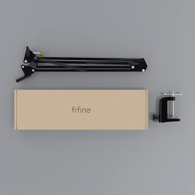 Microphone Arm Stand, FIFINE Suspension Boom Scissor Mic Stand with Heavy Duty Clamp, 3/8" to 5/8" Adapter, for Voice-Over, Gaming, Recording, Studio, Home Office (CS1)