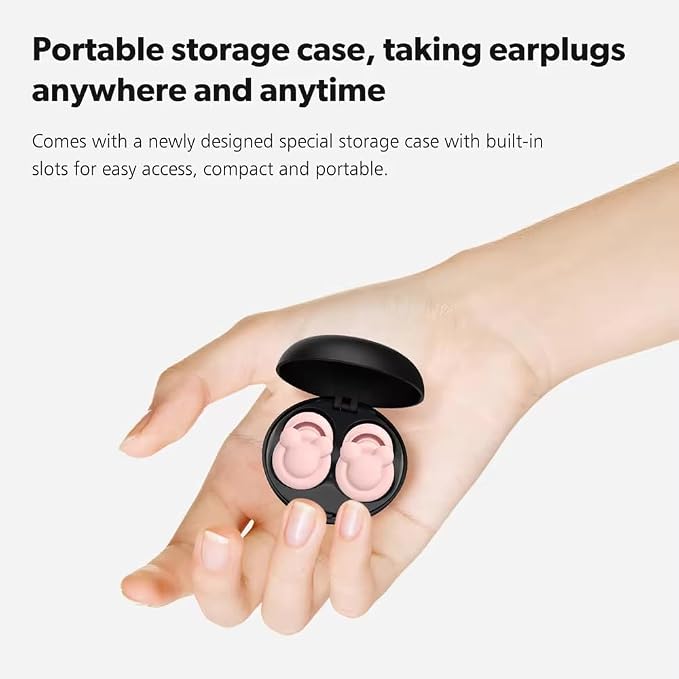 Ear Plugs for Sleeping Noise Reduction, Hearing Protection Ear Plugs for Sleep, snoring, Study, Super Soft with 8 Ear Tips in XS/S/M/L (Black)