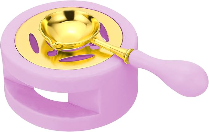 PATIKIL Wax Seal Kit, Wax Seal Warmer with Melting Spoon Retro Melt Stove Pot Furnace Tool for Sealing Beads Stamp Letter Envelope, Purple