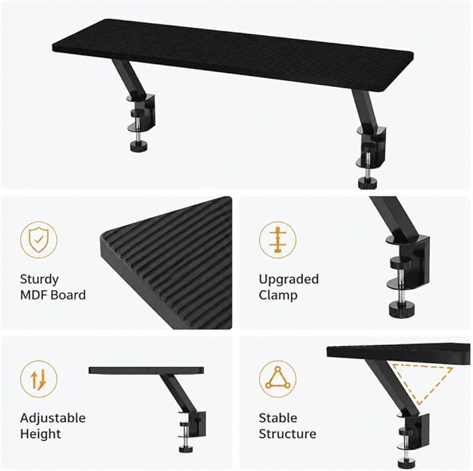 25.98'' x 9.84 ''Desktop Extender Suitable for Ergonomic Computer Monitors and Laptop risers -Floating Desktop Organizer with Clip-on Base (Black)