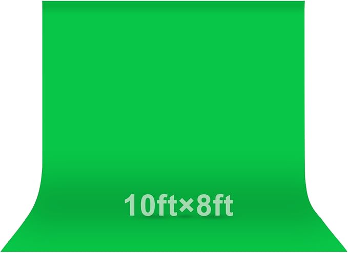 EMART Green Screen Photo Backdrop, 10x8 ft Photoshoot Backdrop Chroma Key Green Screen Polyester Cloth Fabric Curtain for Background Removal, Zoom Meeting, Photo Video Studio, Live Streaming