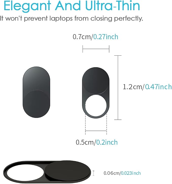 HKDGYHON Laptop Camera Cover Slide, Metal Webcam Cover, Super-Thin 0.023 inch Magnetic Camera Cover Slide, Protect Privacy, Compatible with MacBook, iMac, Laptop, PC, iPad, iPhone