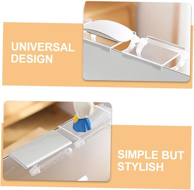 OUNONA 2pcs Monitor Top Storage Shelf Adjustable Transparent Bracket for Routers Small Devices No Drill Installation for Home Office Decor