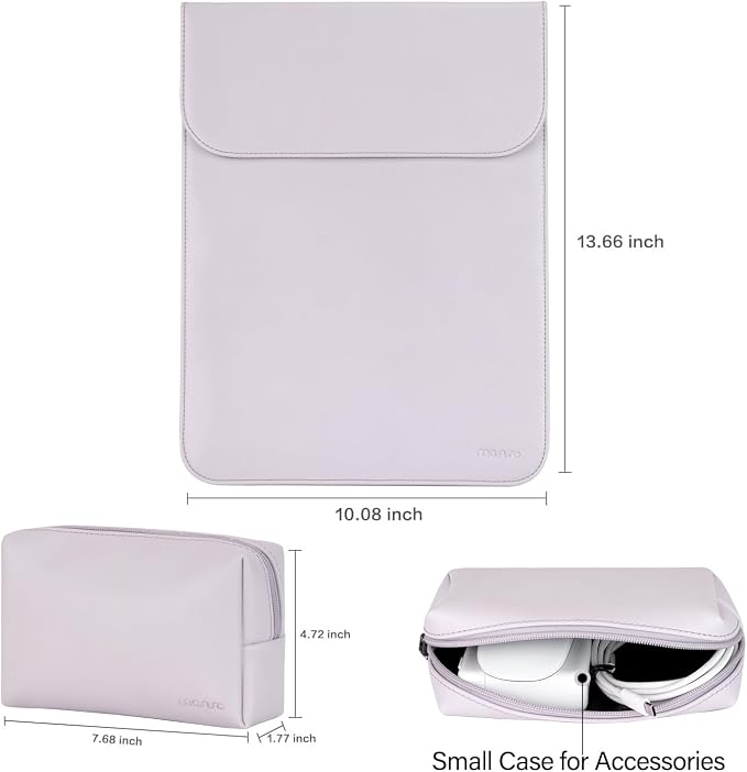 MOSISO Laptop Case 13.3 inch, 13-13.3 inch Laptop Sleeve Compatible with MacBook Neo 13 A18 Pro A3404 /Air 13/Pro 13/Pro 14 M5 M4 M3 M2 M1, Faux Suede Leather Case with Small Bag, Dusty Lilac
