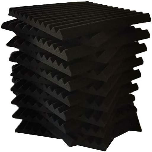 Burdurry 24 Pack Acoustic Panels Soundproof Studio Foam for Walls Sound Absorbing Panels Sound Insulation Panels Wedge for Home Studio Ceiling, 1" X 12" X 12" (Black)