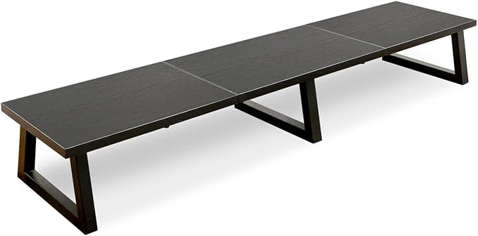 TEAMIX 42 inch Large Dual Monitor Riser, Desk Organizer Stand for TV Laptop | Extra Long Computer Stand Shelf, Wood & Steel TV Riser, Holds 300lbs, Keyboard & PS5 Storage Below, For Home Office & Gaming