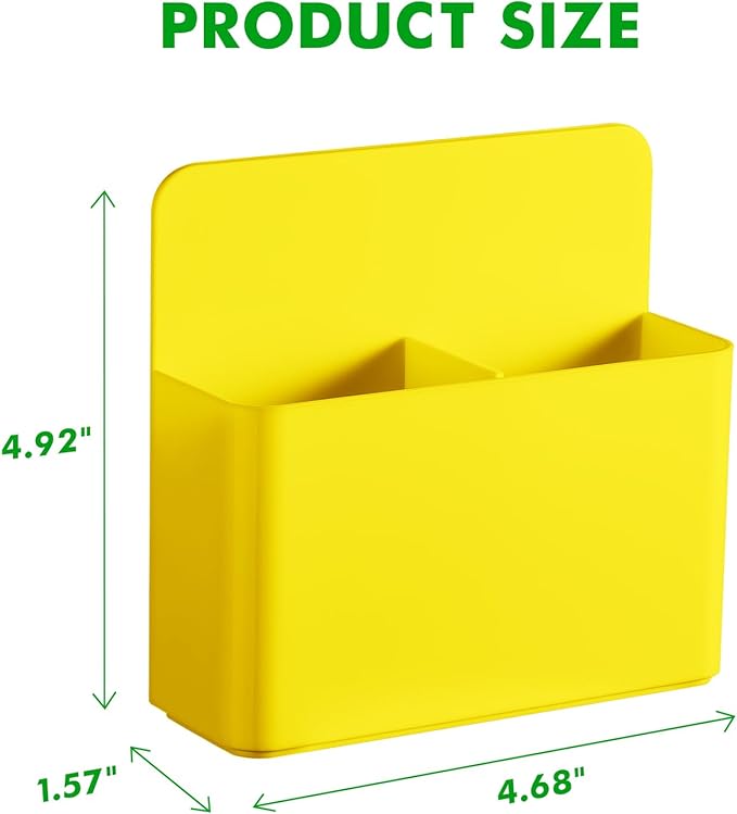 2 Pcs Magnetic Dry Erase Marker Holder for Whiteboard, Plastic Magnetic Pen Holder for Refrigerator Fridge, Magnet Pencil Cup for School Classroom, Locker Accessories,Pen Cup Organizer-Yellow