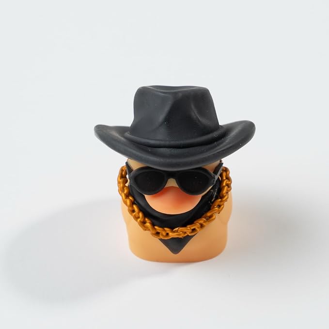 1U Handmade Resin Cowboy Duck Keycap - Cute Duck with Sunglasses Cowboy Hat Scarf, Compatible with MX Switch Mechanical Keyboards
