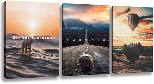 Halioyo Motivational Posters Canvas Painting, 3 Panel Inspirational Wall Art Entrepreneur Quote Office Wall Decor Picture Prints Artwork for Living Room Bedroom Home Decoration,24x36inch