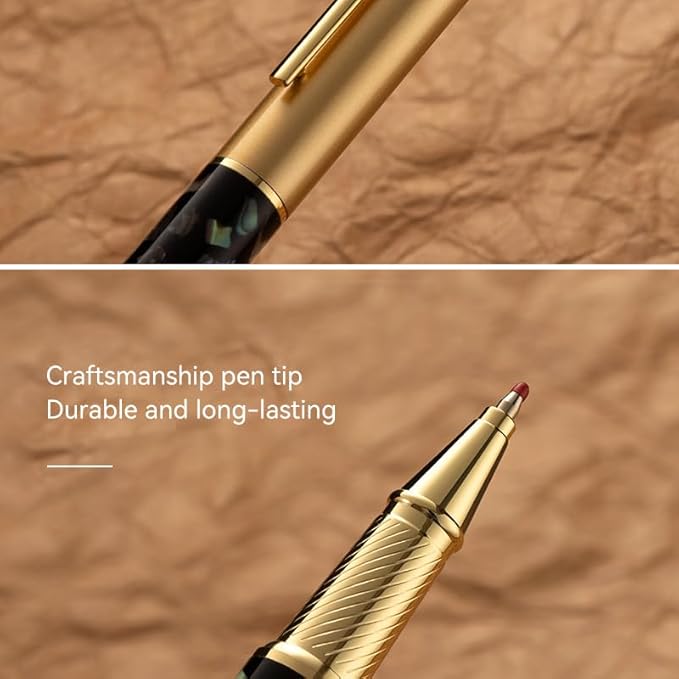 Borges Luxury Pen Set Finish, Schmidt Ink Refill, Best Roller Ball Gift for Men & Women, Executive Office & Professional Writing - Nice Pens (24K)