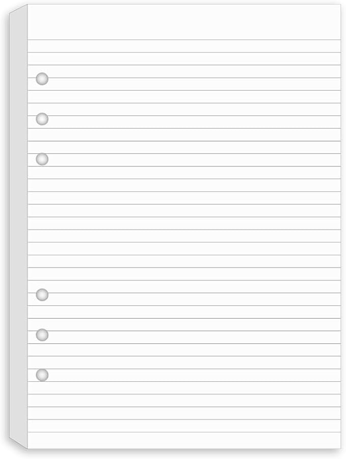 A5 Lined Paper Refills - 6 Hole Punched, 100 Sheets/200 Pages Ruled Paper, Refills for Filofax Planner/A5 Binders/Organizer, 100gsm, 5.8'' x 8.3''
