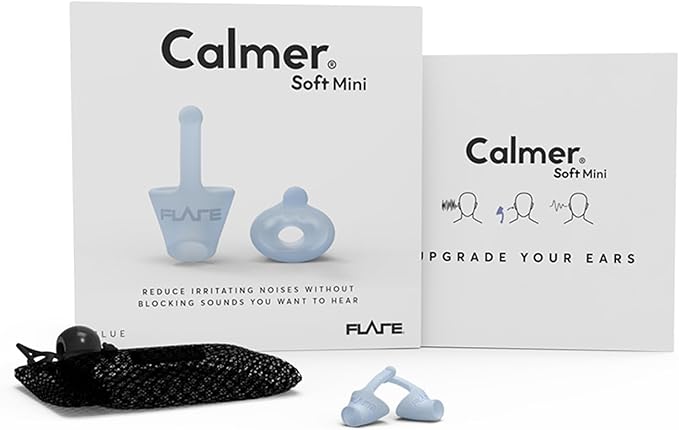 Flare Calmer Mini | Ear Plugs Alternative | Daily Noise Relief | Sound Sensitivity | Stress Relief | No Muffling | Improve Wellbeing | Comfy, Reusable, Soft Silicone Earplugs | Soft Blue