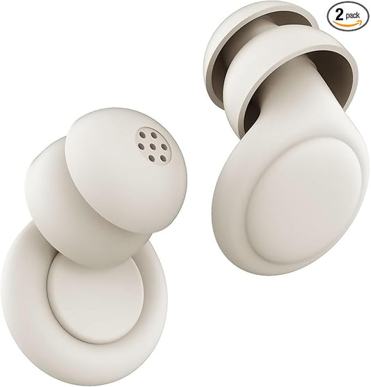 2 Noise Cancelling Ear Plugs, Beinkap Sleeping Earplugs with 12 Silicone Soft Reusable Ear Tips for Social Gatherings, Work, Sleeping, Concerts, Parenting, Conversation, 28 dB Noise Reduction