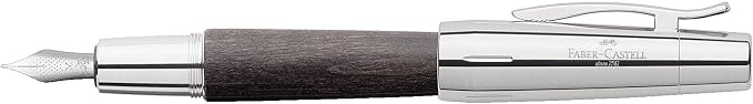 Faber-Castell e-motion Fountain Pen, Wood and Chrome Black - Fine