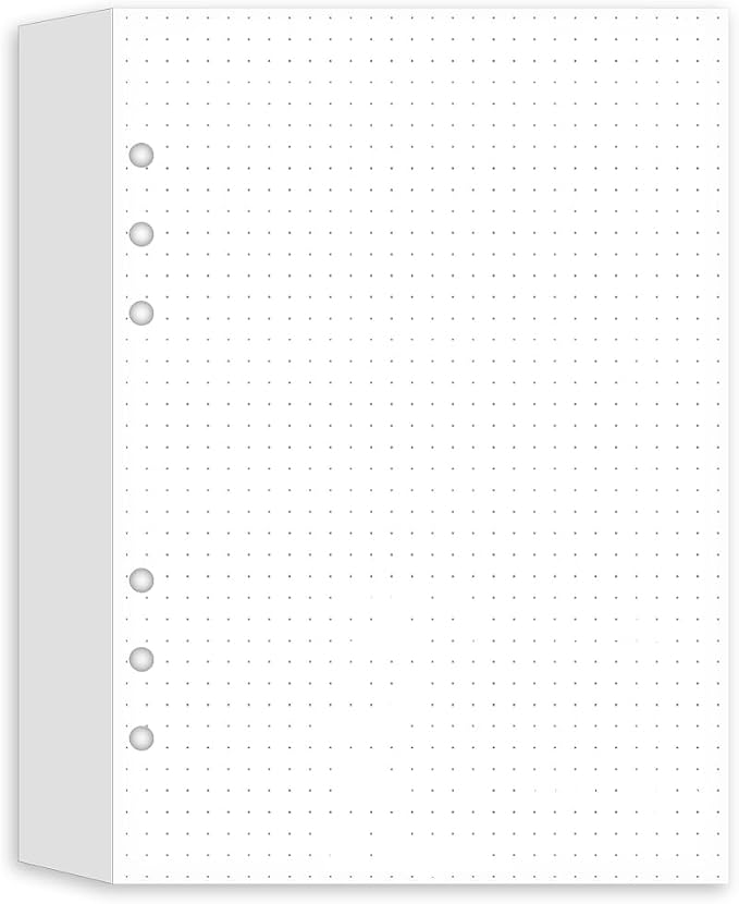 (3 Pack) A5 Dotted Paper Refills - 6 Hole Punched, 300 Sheets/600 Pages Dot Grid Paper, Refills for Filofax Planner/Binders/Organizer, 100gsm, 5.8'' x 8.3''