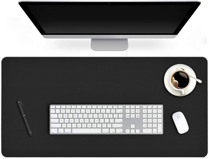 24 X 48 Inch Desk Blotter Pad on Top of Desks Waterproof PU Leather Mouse Pad Desk Writing Mat For Home Office Large Laptop Computer Gaming Under Keyboard Pad Desk Accessories for Women Men Kids Black