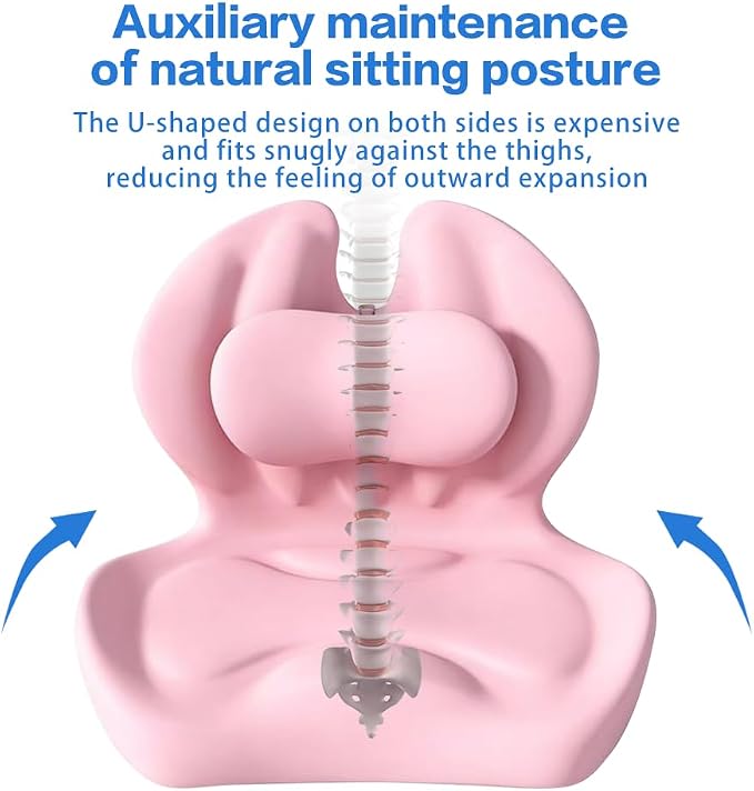 Adjustable Memory Foam Lumbar Cushion - Ergonomic Lower Back Support Pillow with Cotton Cover, Mid-Height Customizable Design for Office Chair, Car Seat, Long Sitting (Pink, Large)